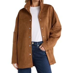 NWT Rebecca Minkoff Oversize Faux Suede Shirt Jacket M Vintage Brown Tan Shacket
